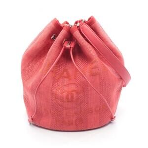 Chanel Deauville Shoulder Bag/Handbag, Leather/Straw, Women's, Red